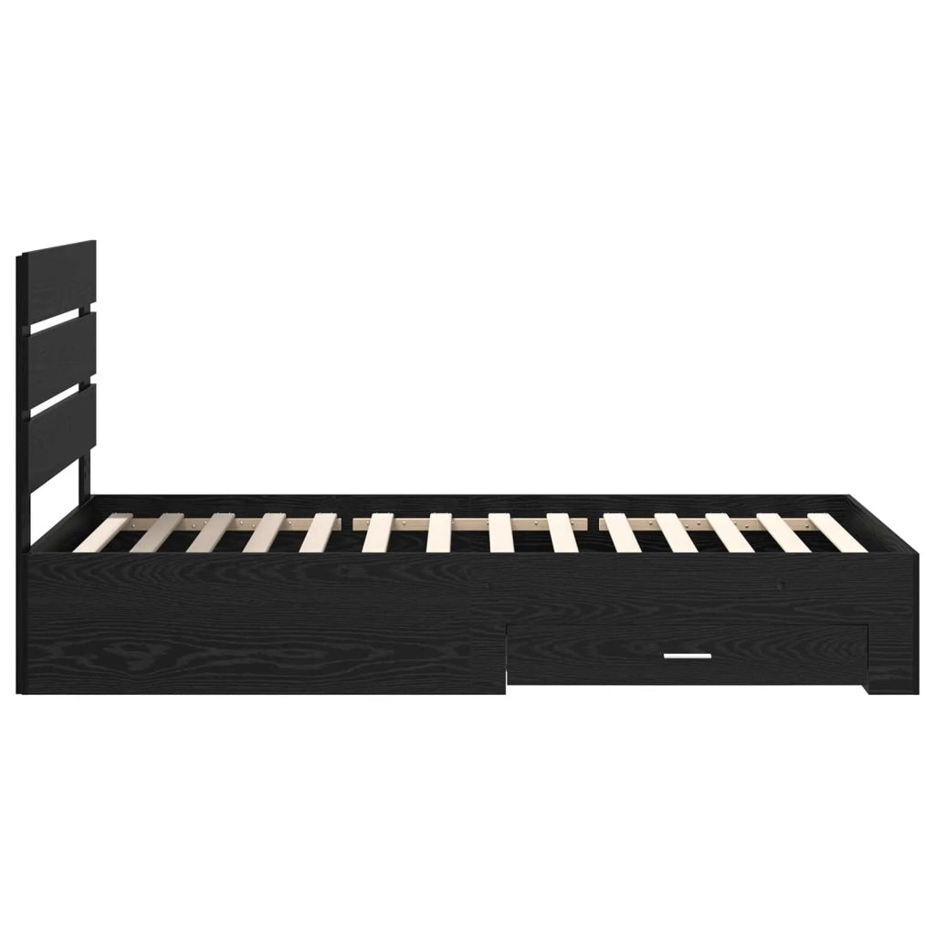 Struttura del letto Rovere Nero 90 x 190 cm Legno multistrato