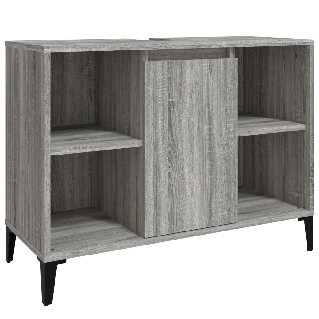 Set Mobili da Bagno | Armadio da bagno 3 pz Grigio Sonoma in Legno Multistrato