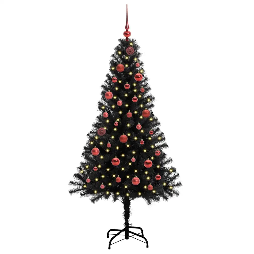 Albero di Natale | Decorazioni natalizie con 150 LED con supporto Nero 150 cm PVC