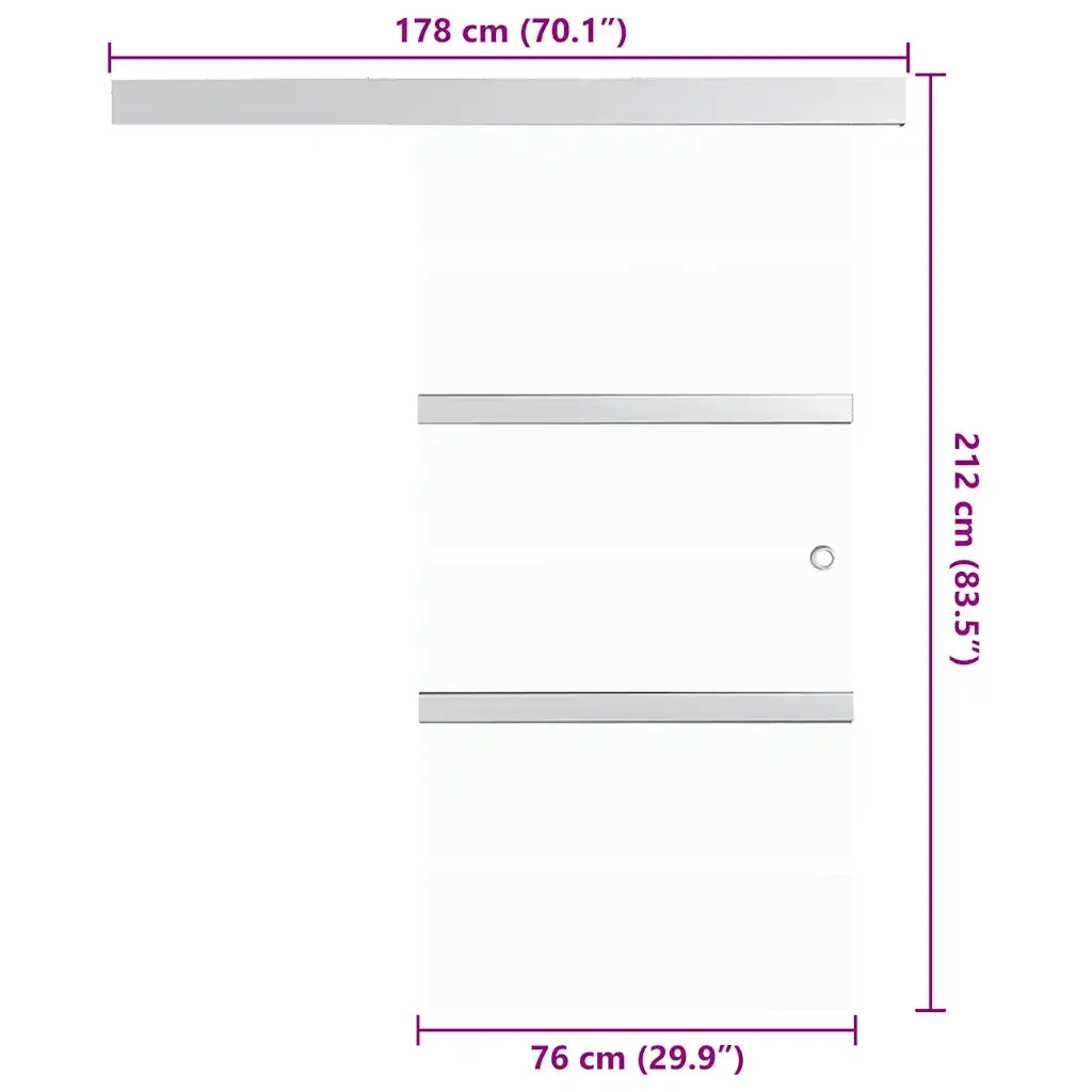 Porta Scorrevole in Vetro ESG e Alluminio 76x205 cm Argento cod mxl 77307