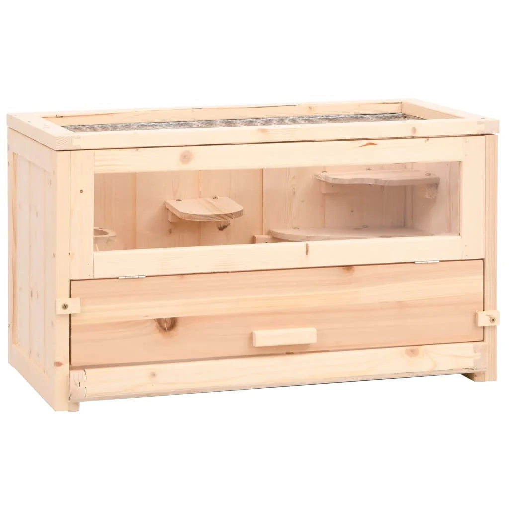 Gabbia per criceti 60 x 30 x 35 cm in legno massello di abete marrone 02_0041679