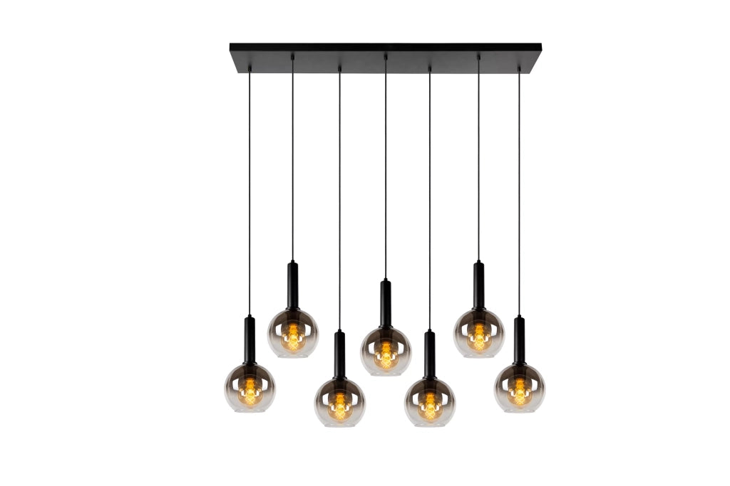 Lampada sospesa Marius 7 luci sfere vetro fumé Lucide