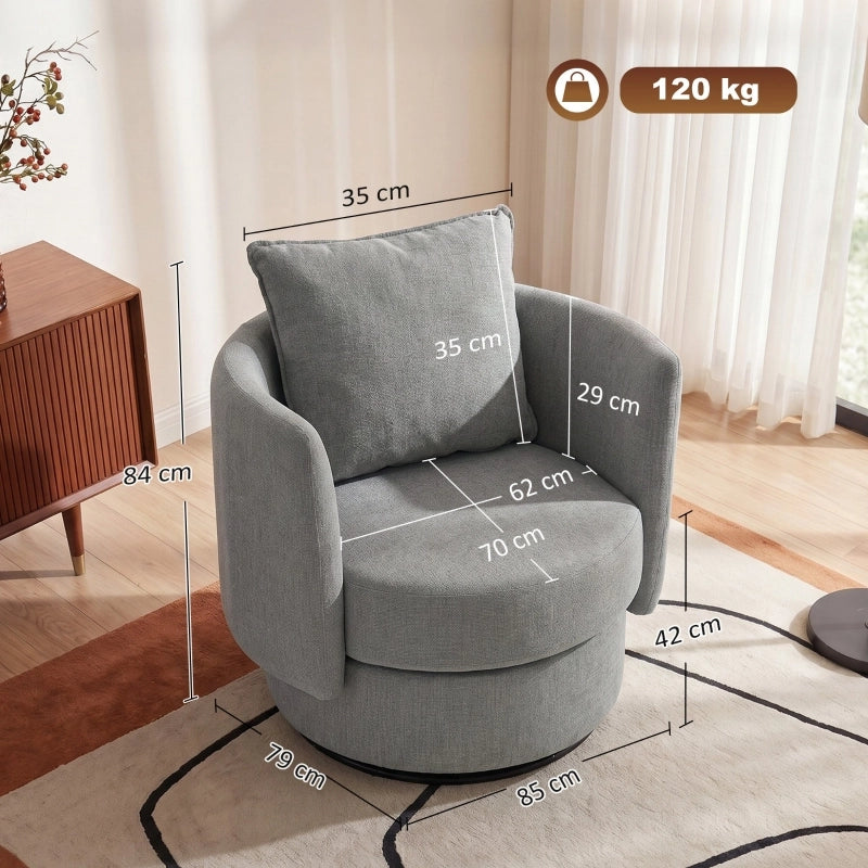 POLTRONA Girevole 360° in Poliestere Grigio Chiaro