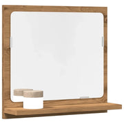 Mobile Bagno Specchio-Mensola con Specchio Rovere Artigianale 40x11x37 cm Truciolato
