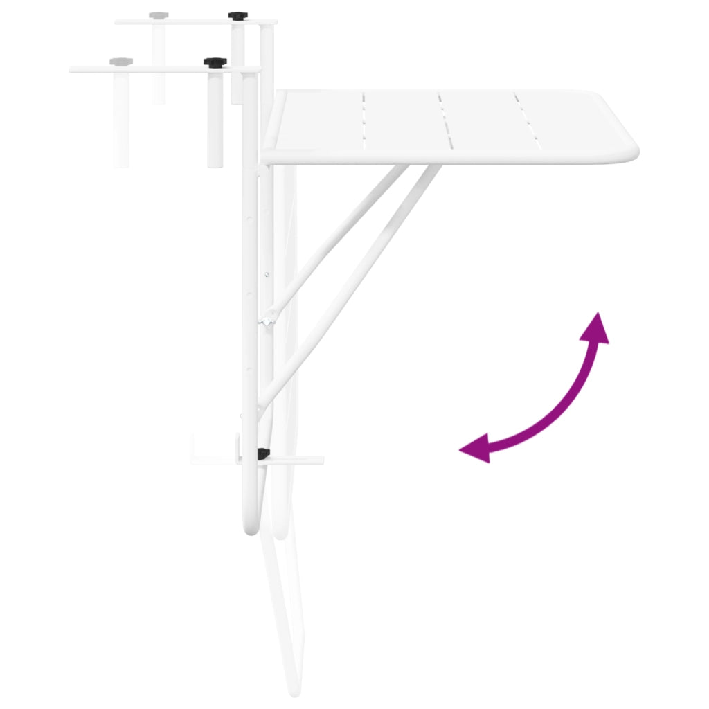 Tavolo da Balcone Pieghevole White 60x40 cm in Acciaio