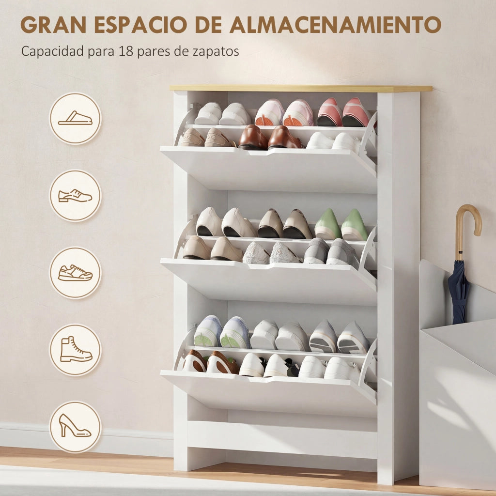 Armadio Scarpe con 3 Cassetti ¨C Minimal ¨C Bianco 72x26x112 cm