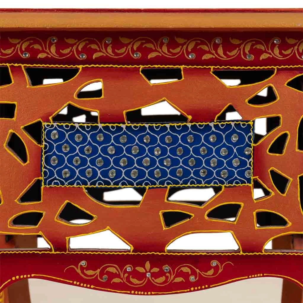 Comodino in legno verniciato fatto a mano con 1 cassetto marrone 38x38x44,5