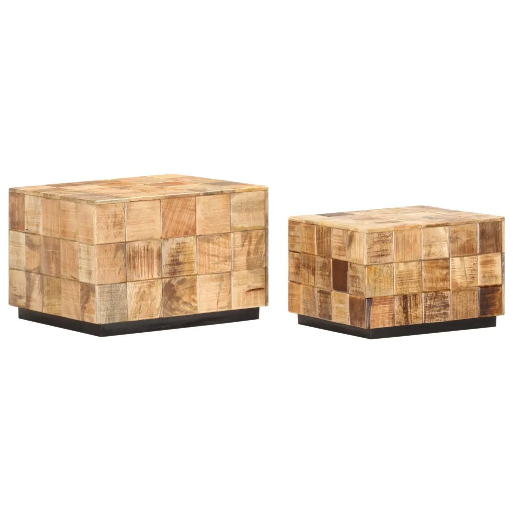 Tavolini da CaffÃ¨ a Parallelepipedo 2 pz Legno di Mango Grezzo
