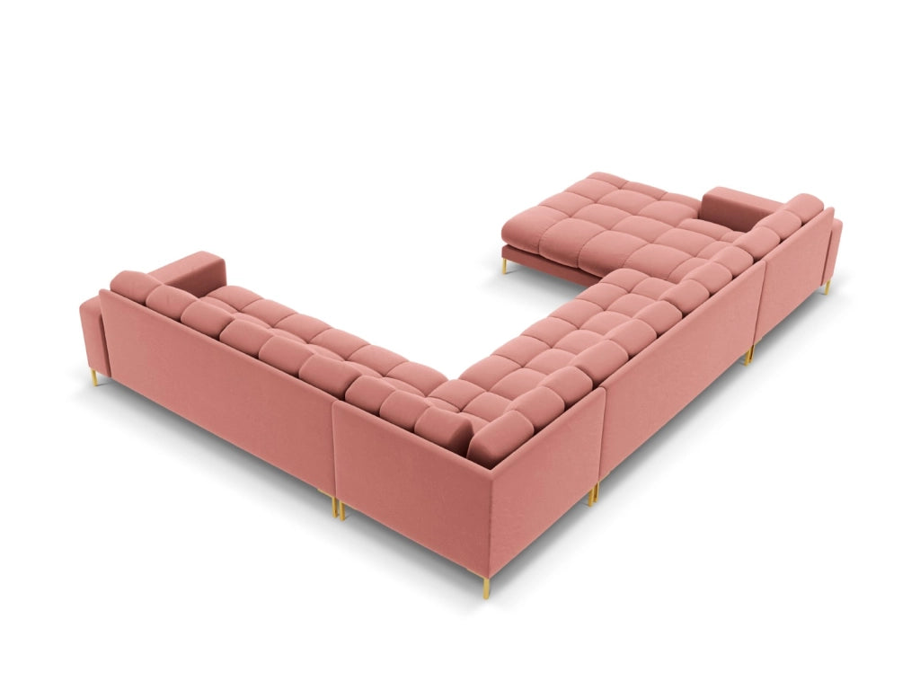 Cosmopolitan Design - Divano panoramico destro "Bali" 7 posti in velluto rosa 