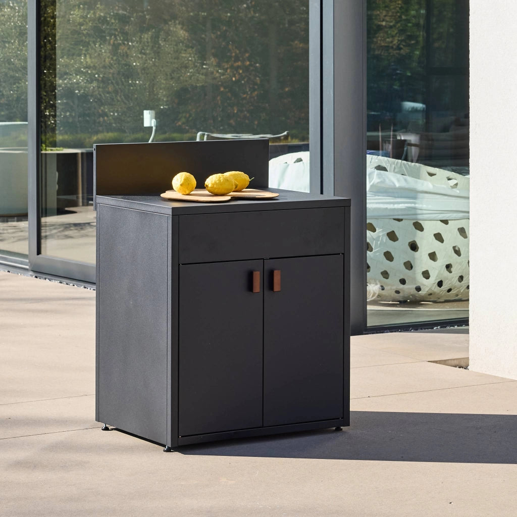 Cucina da esterno in acciaio con 2 ante, 80cm, nero