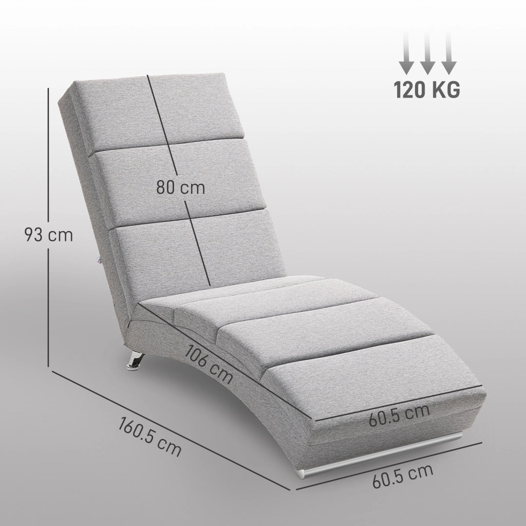 Poltrona Chaise Longue Reclinabile ¨C Zephmum ¨C Grigio Chiaro Tessuto Imbottito