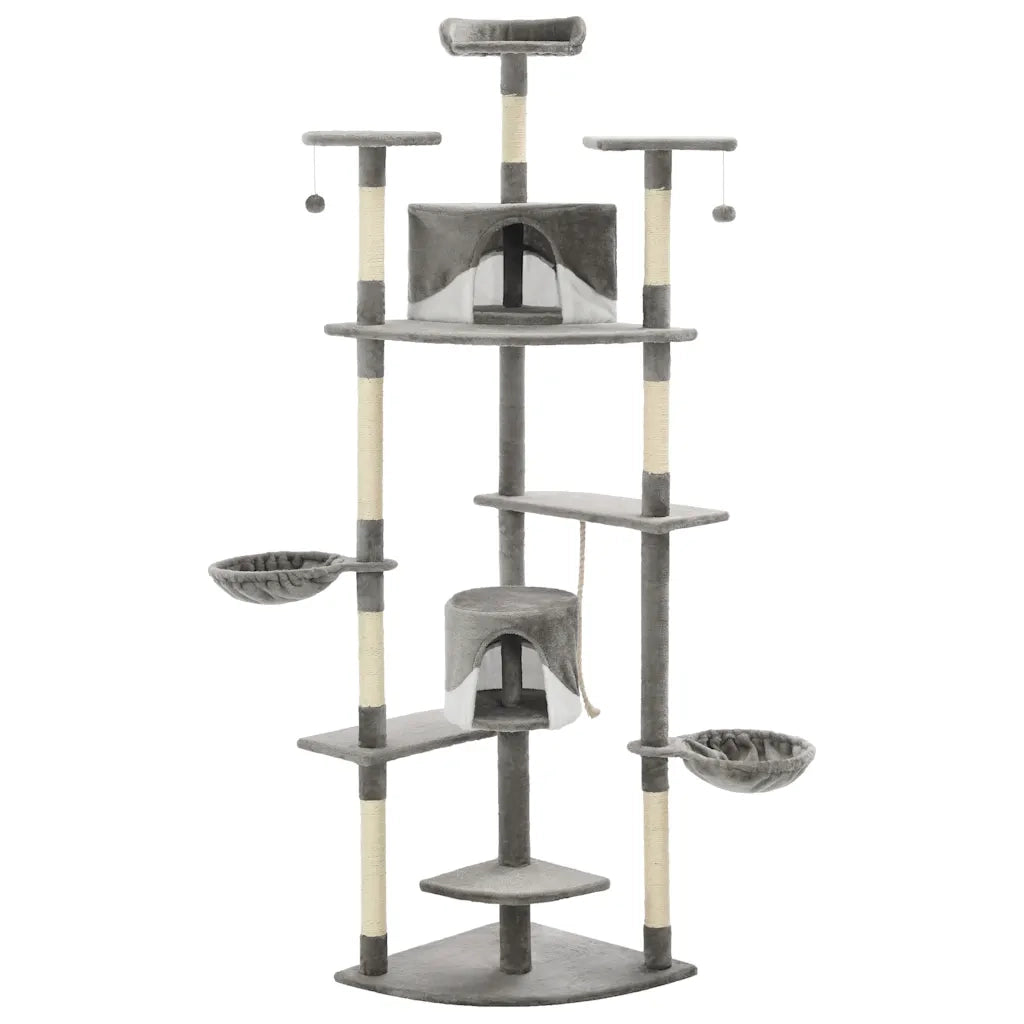 Albero per Gatti e Tiragraffi in Sisal 203 cm Grigio e Bianco CFW7584641