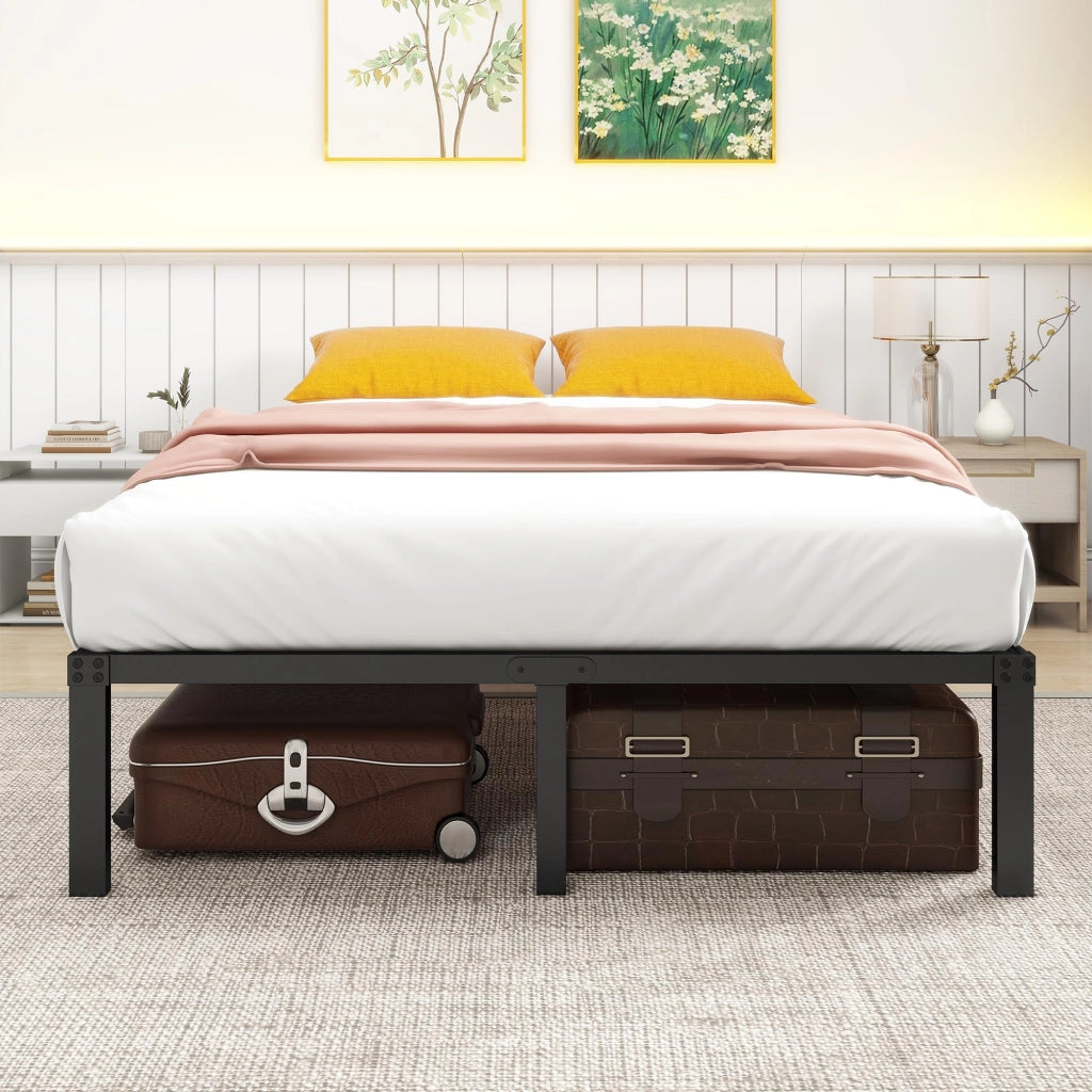 LETTO in metallo 140x200 cm nero con spazio contenitore