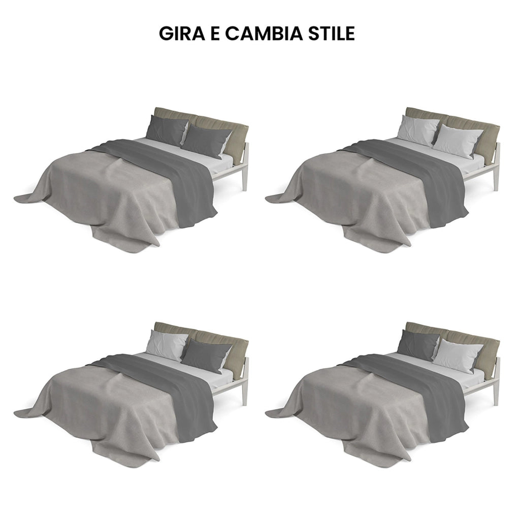 Set Lenzuola Sopra Sotto e Federe Doubleface Grigio Chiaro/Fumo Matrimoniale