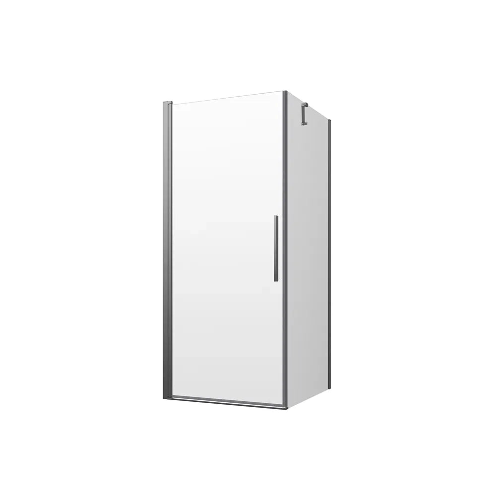 Box doccia 85x90cm con apertura a battente e parete fissa, profili cromati e vetro da 6mm trasparente h195 | Elba