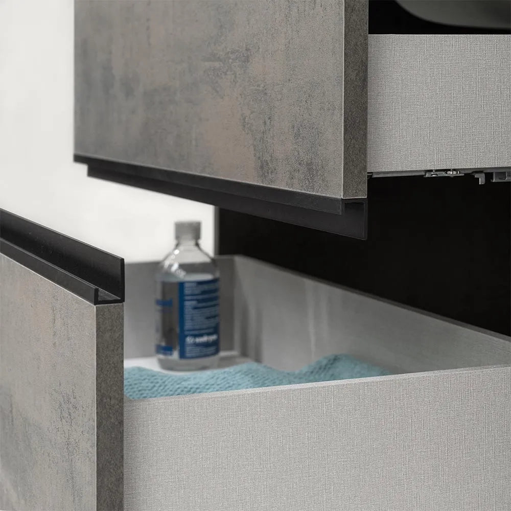 Mobile Bagno Sospeso Effetto Pietra Oxid 90 cm Industrial