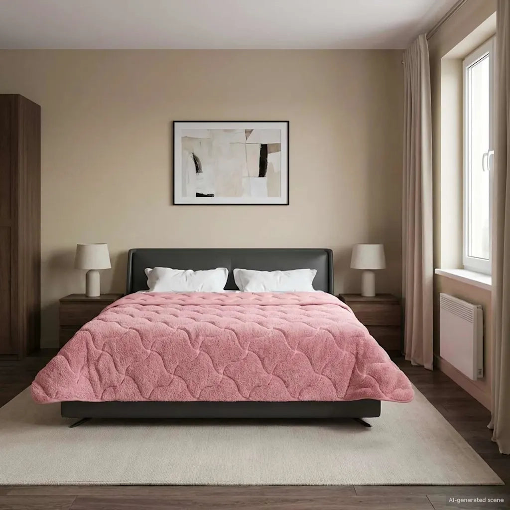 Piumone | Duvet Estivo Rosa 200 x 200 cm Microfibra e Fleece Teddy