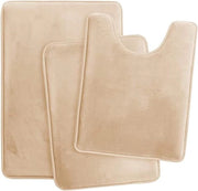 Set di Asciugamani da Bagno 3 Pezzi - Asciugamani da Bagno in Microfibra Khaki con Mat di WC, Mat a U, e 2 Asciugamani da Bagno