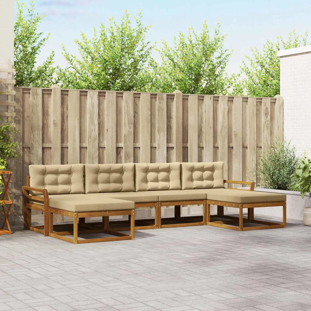 Set di divani da esterno con cuscino 6 pcs Naturale e Beige