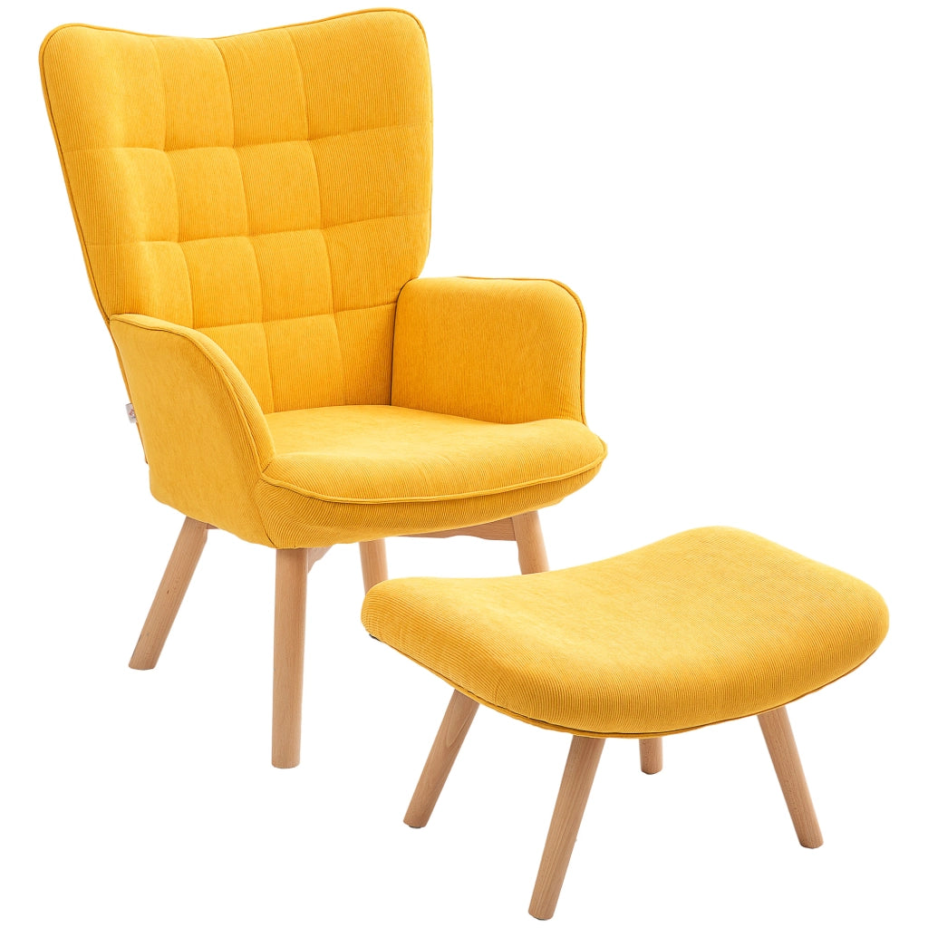 POLTRONA con pouf 72x80x101 cm in poliestere arancione