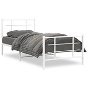 Letto singolo | Letto per adulti | Giroletto con Testiera e Pediera Metallo Bianco 90x190 cm