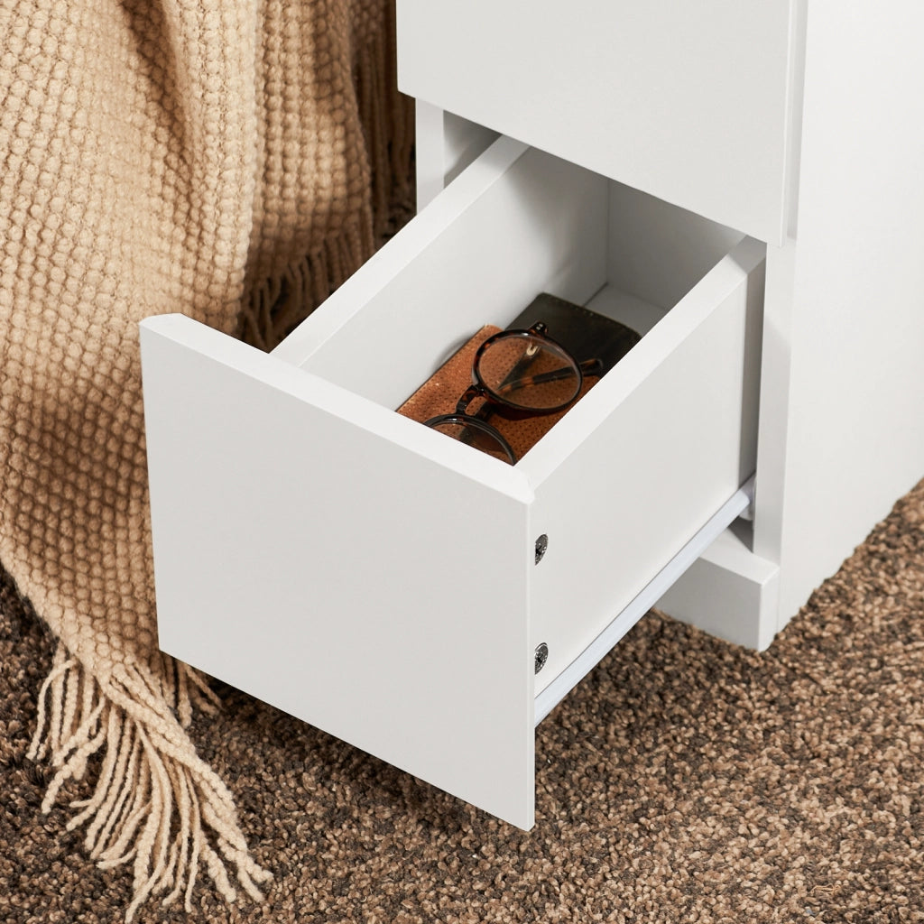 SoBuy Comodino Sottile comodino per camera da letto con 2 Cassetti e ripiano comodini per camera da letto e soggiorno Tavolino divano Bianco L20 x P35 x A60 cm FBT149-WN