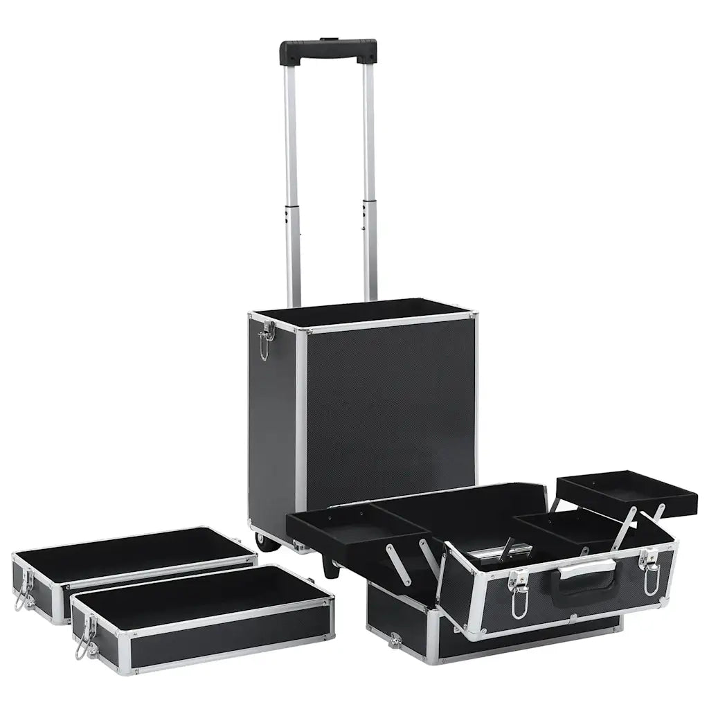 Valigia Trolley per Cosmetici in Alluminio Nero CFW5202679