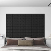 Testiera da Parete 12 pcs Nero 30 x 15 cm Pelle Sintetica 42046507