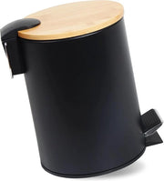 Vaso da bagno in acciaio, bidet e contenitore della spazzatura con coperchio, scarico bagno con softclose, Nero, 3 litri, 3 litri