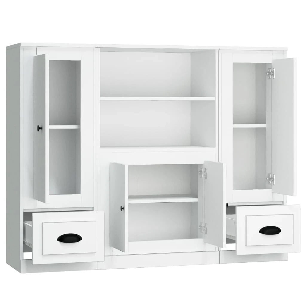Buffet credenza cassettiera armadio mobile contenitore organizer per cucina soggiorno salotti 3 pezzi legno ingegnerizzato bianco 02_0037010