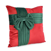 Cuscino Natalizio Rosso con Fiocco Verde 45x45 cm