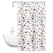 Trade Shop - Tenda Doccia Antimuffa Impermeabile 180x200cm Anelli Bagno Bianco Graniglia 69833 -