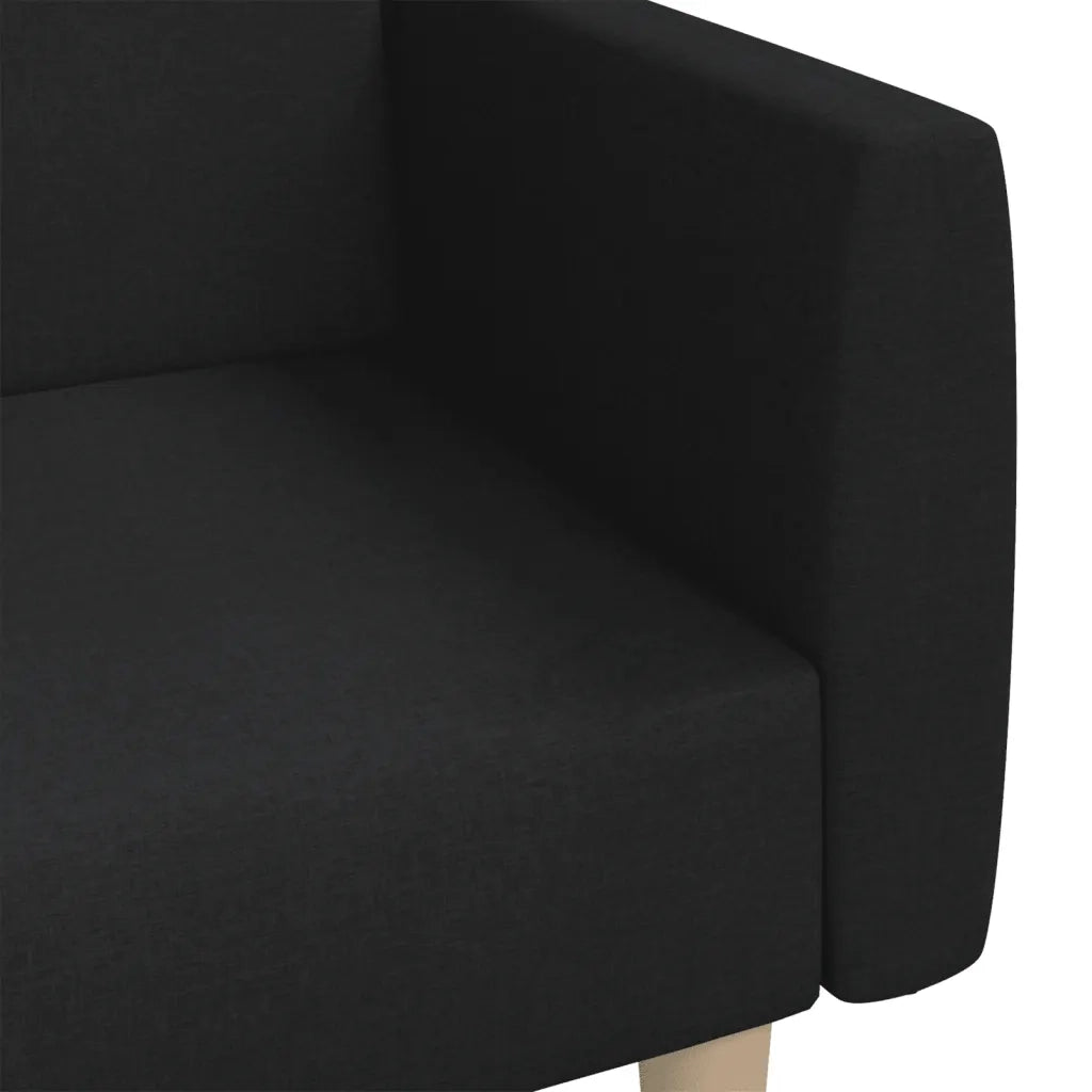 Divano Letto a 2 Posti Nero in Tessuto 375786