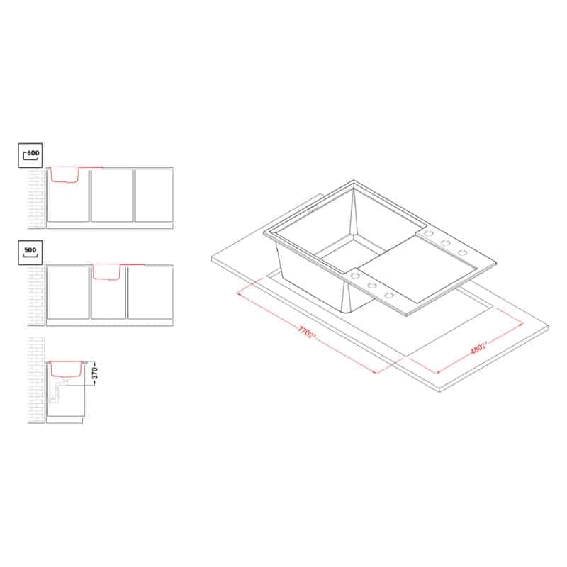 Lavello Elleci Incasso 1 vasca 79x50 Easy 300 Granitek Espresso Marrone LGY30078