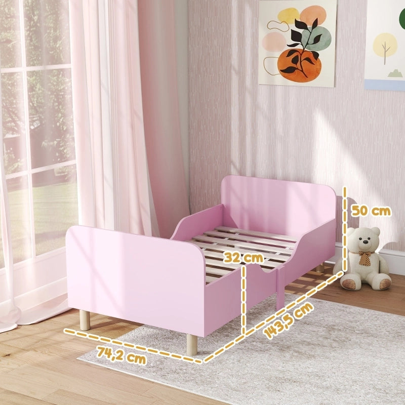 Struttura letto per bambini, letto singolo per bambini, sponda di sicurezza, lettino per cameretta, MDF, senza materasso, rosa