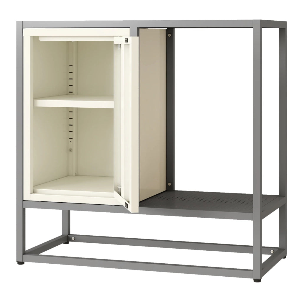 Credenza cassettiera mobile contenitore per soggiorno ingresso camera da letto 70 x 72 x 35 cm acciaio grigio e bianco 03_0009020