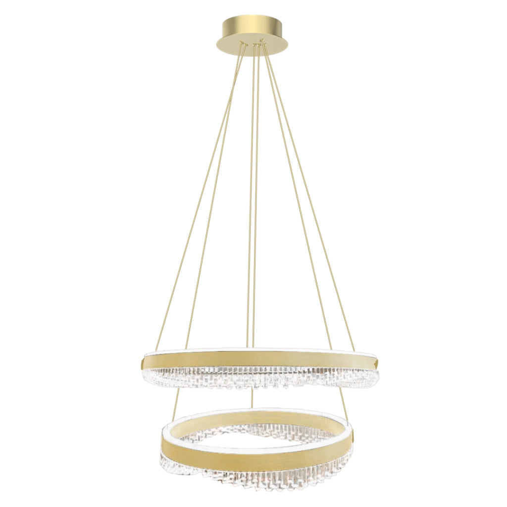 Lampada sospensione LED oro 2 anelli Ø60/40 Preciosa Milagro
