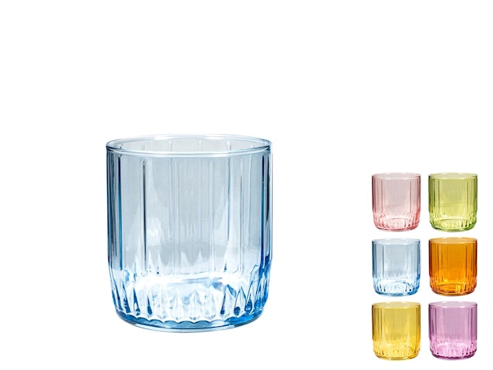 Confezione 6 bicchieri leia in vetro colori assortiti cl 26.