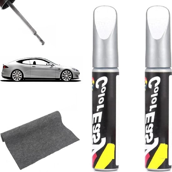 Kit di riparazione per auto con pennelli per riparazione di graffi argentei da 2 pezzi