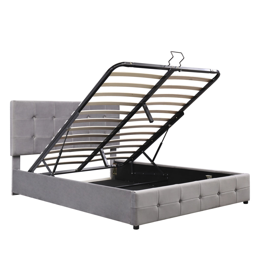 Letto Contenitore Letto Matrimoniale 203 x 140 cm; con sollevamento idraulico; Grigio