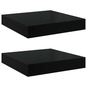 2 pz Scaffali a Parete | Ripiano a parete | Mensole a Parete Nero Lucido 23x23,5x3,8 cm in MDF