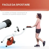 Cyclette Magnetica Pieghevole a 8 Livelli di Resistenza con Seduta Regolabile, in Acciaio, 97x43x110 cm, Rosso