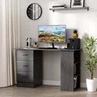 Scrivania Moderna in Legno con 3 Cassetti e 3 Ripiani per Camera e Ufficio, 120x49x72cm, Nero