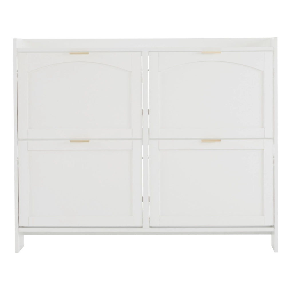 Scarpiera moderna ad arco con vano estraibile; 110x90x24 cm; bianco in truciolare