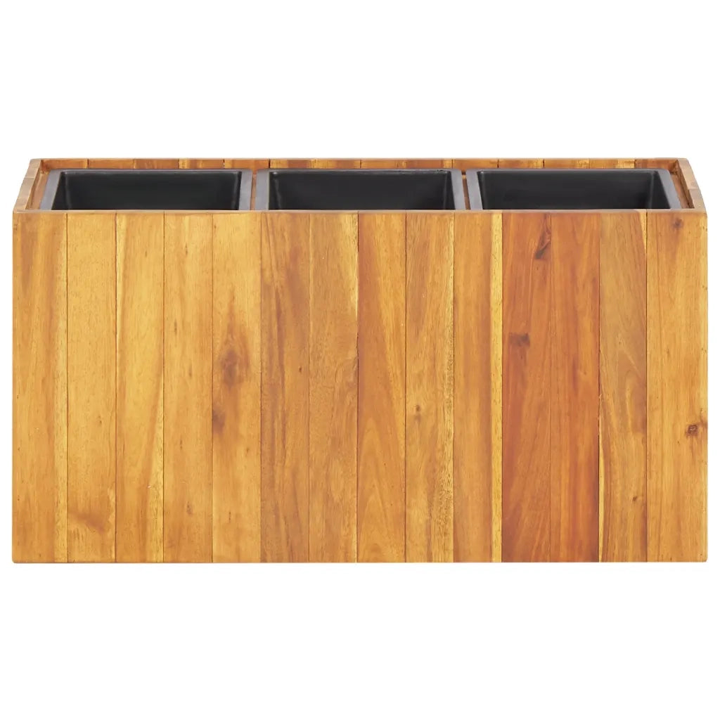Letto Rialzato da Giardino con 3 Vasi in Legno Massello d'Acacia 46572