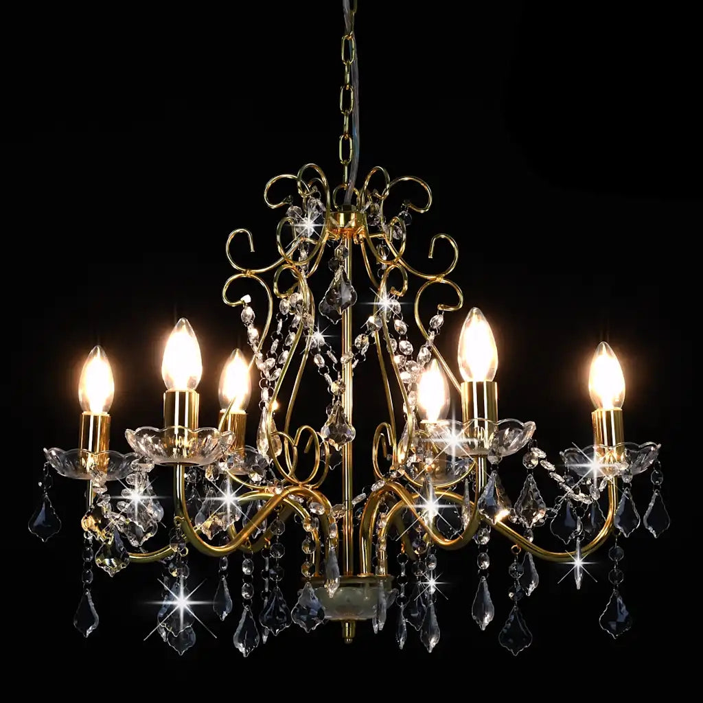Lampadario rotondo dal design moderno 60 x 44 cm con 6 portalampade E14 illuminazione d'ambiente in metallo dorato 02_0046409