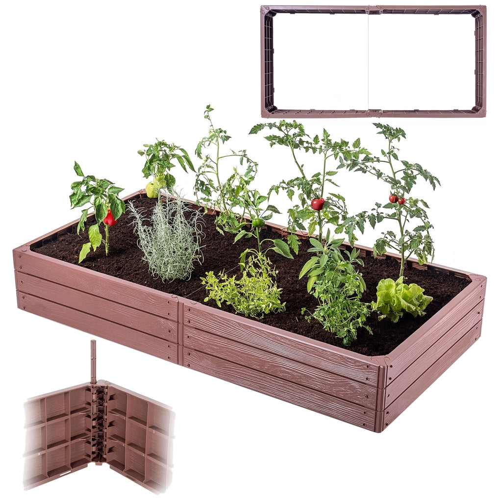 Aiuola rialzata per ortaggi KADAX, fioriera da giardino marrone 150x75 cm