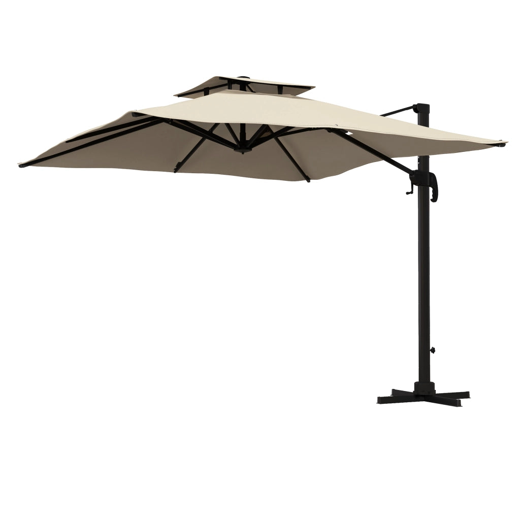 Ombrellone da Giardino Inclinabile 3x3 m ¨C Zephmum ¨C Alluminio Poliestere Khaki