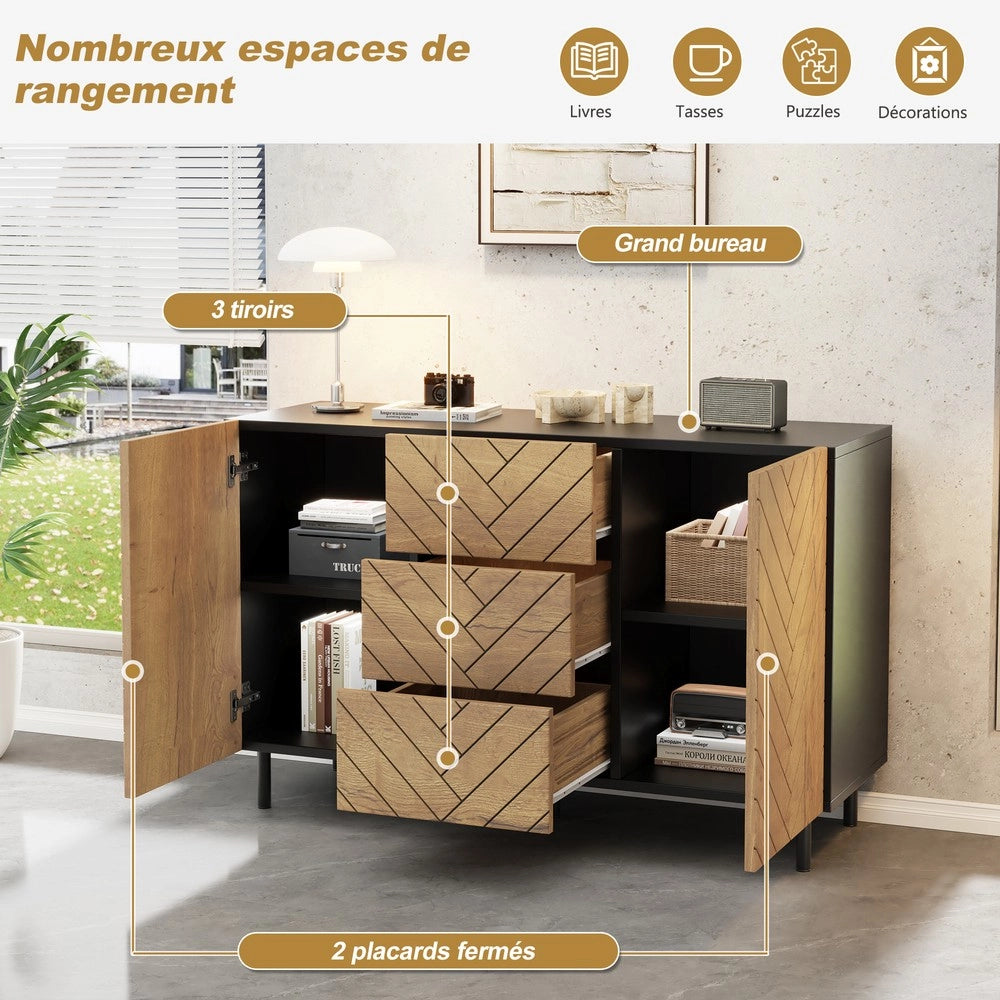 Credenza con 3 Cassetti e 2 Ante per Soggiorno ¨C MINIMAL ¨C 120x40x76 cm
