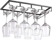 Rack per bicchieri sotto scaffale - display stand per bicchieri da vino per cucina e bar - 4 file nero